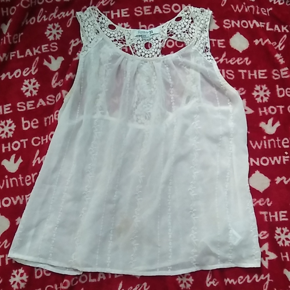 White sheer tank top